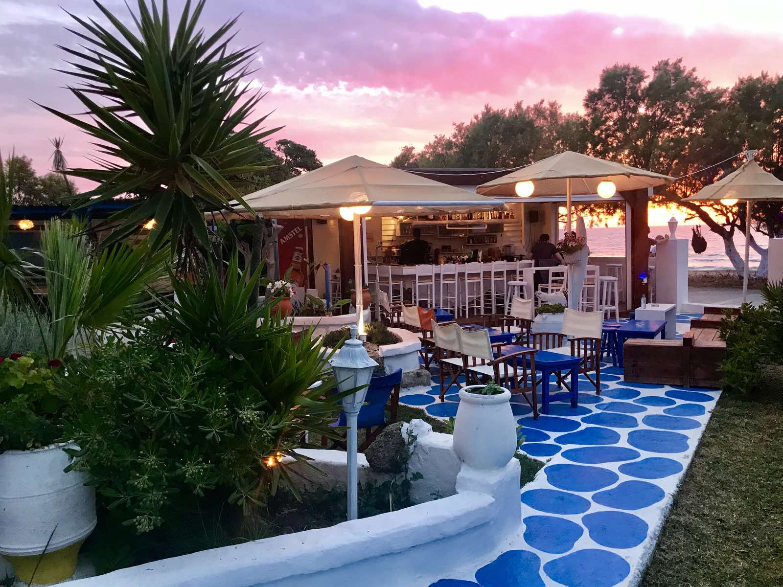 Delfini hotel beach bar in Fanes Rhodes